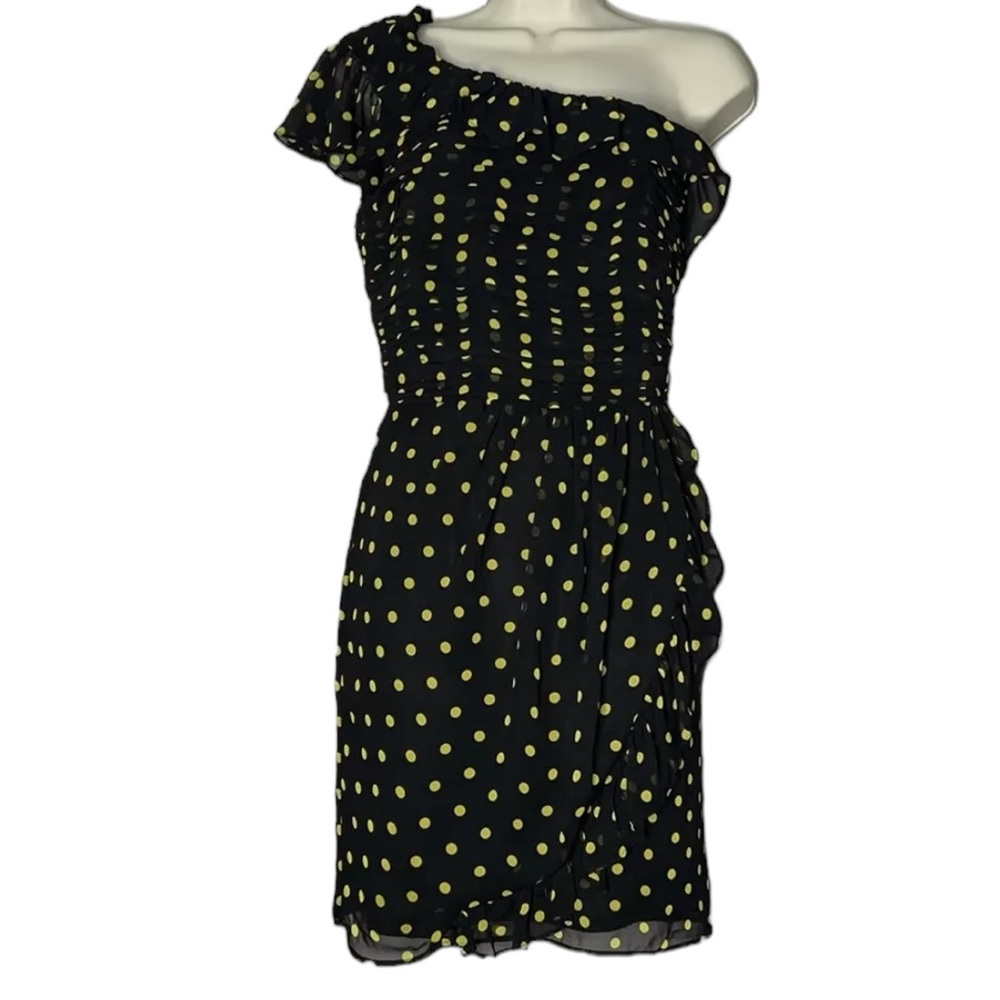 Allen B. by Allen Schwartz one shoulder polka dot chiffon dress